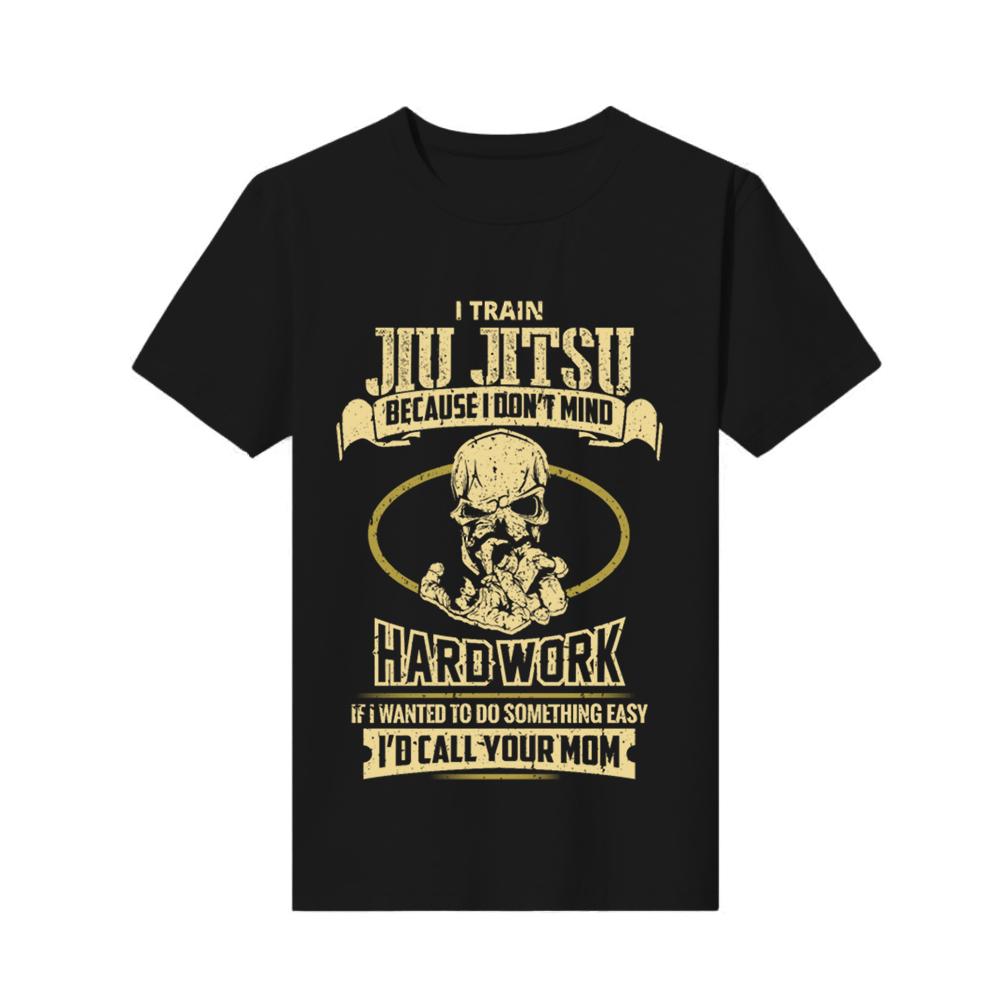T-shirt O-neck Print I Train Jiu Jitsu I Dont Mind Hard Work Cotton Top Mens Custom Made Short-sleeved Fashion