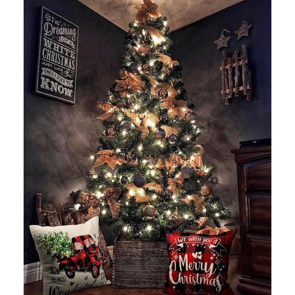 Classy-Christmas Pillow Covers 18X18 Set Of 4, Christmas Decorative Throw Pillows For Couch Sofa Chairs Seating Bench
