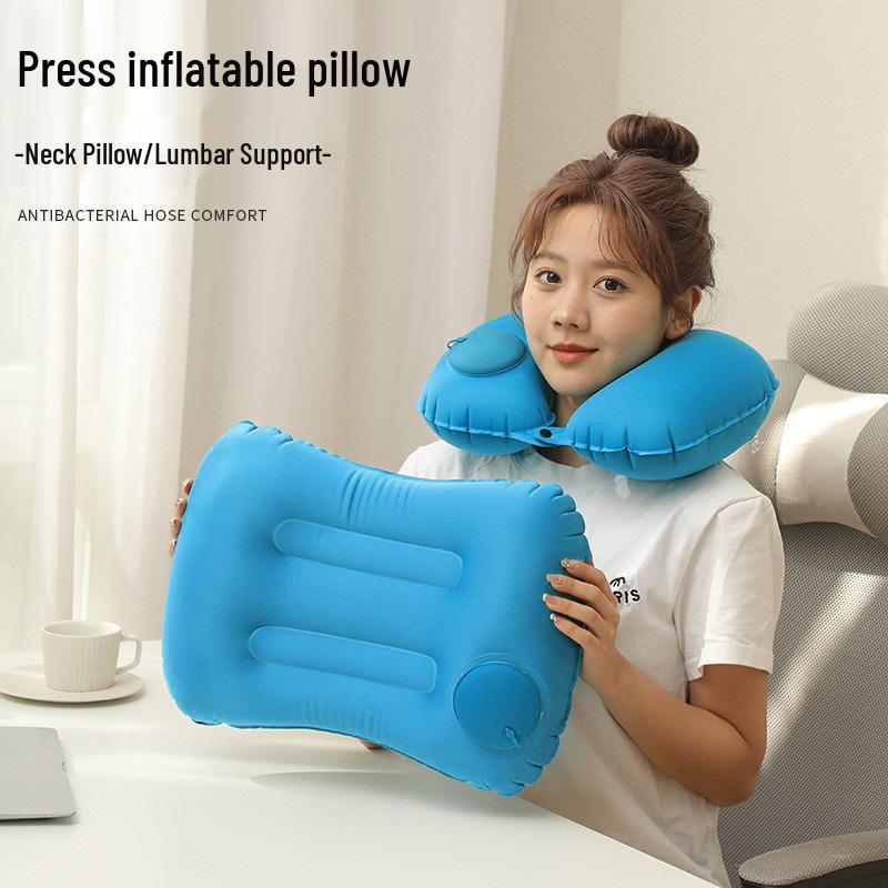 Automatic Inflatable Pillow: Portable Outdoor/Indoor Lumbar & Neck Support for Travel, Office Nap