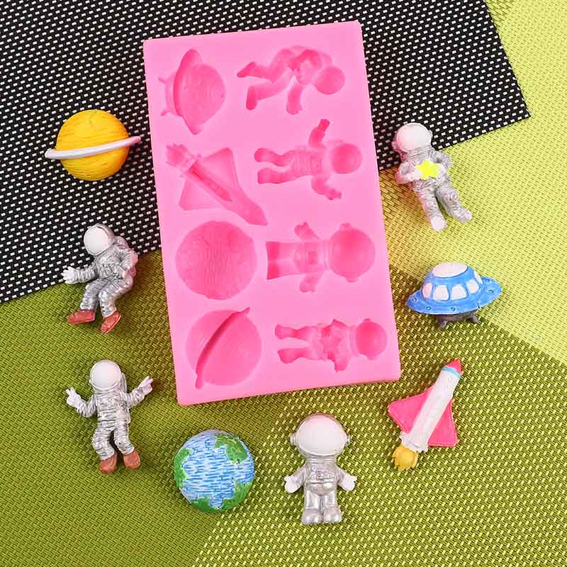 Astronaut Spaceship Silicone Mold Cake Decoration Cupcake Topper Fondant Chocolate Candy Gum Paste Polymer Clay Mold