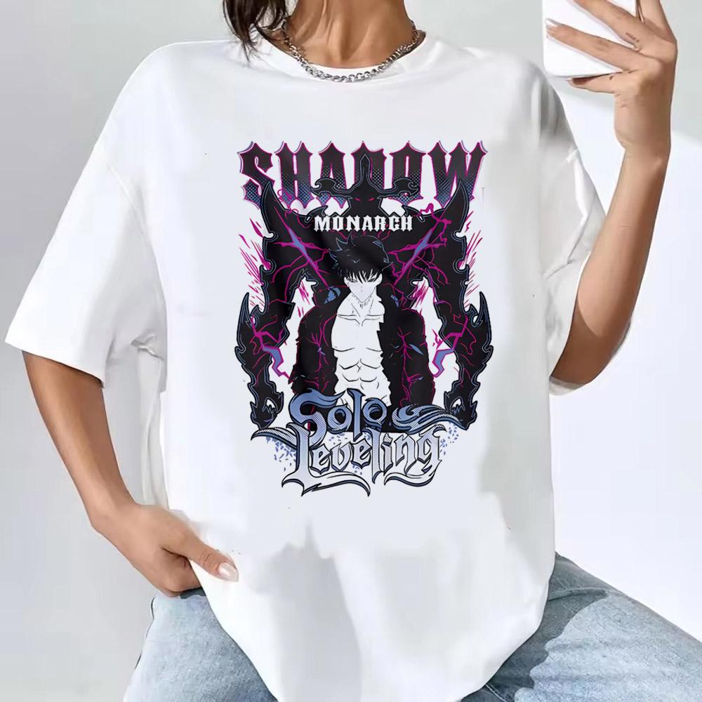 Solo Leveling T-Shirt Sung Jinwoo New Anime Manga Tshirt Men Women Clothing Short Sleeve Cartoon T Shirt