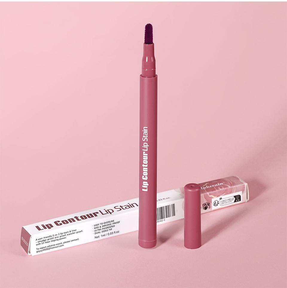 Lakerain Contorno Labbra Tinta Labbra Penna Anti-macchia Non Si Attacca alla Tazza Labbra Idratanti Trucco Labbra Cosmetico 2-in-1 Tinta Labbra & Matita
