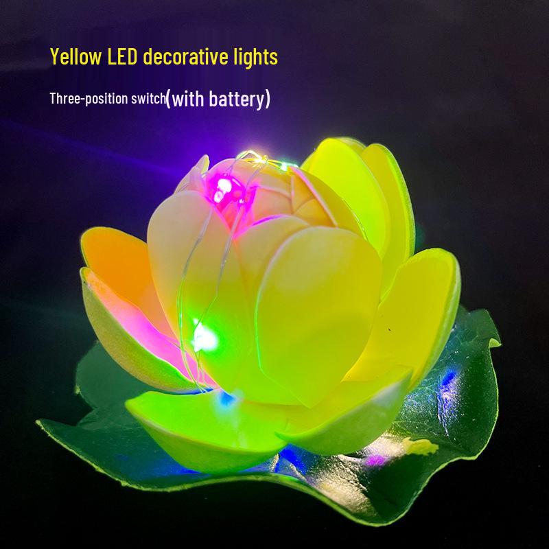 LED Silk Lotus Lamp - Perfect for Lantern Festival, Qixi, Valentine's Day, Water Surface, and DIY Decor.