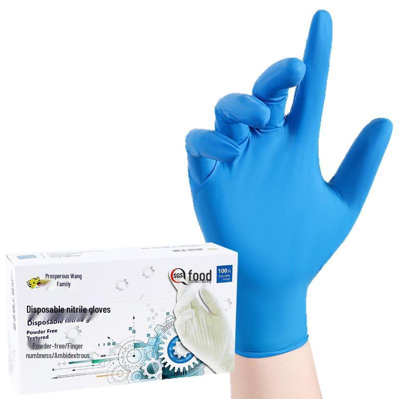 Powder-Free High Elasticity Disposable Nitrile Gloves - Waterproof, Oil-Proof, Food Grade for Household Cleaning and Kitchen Use