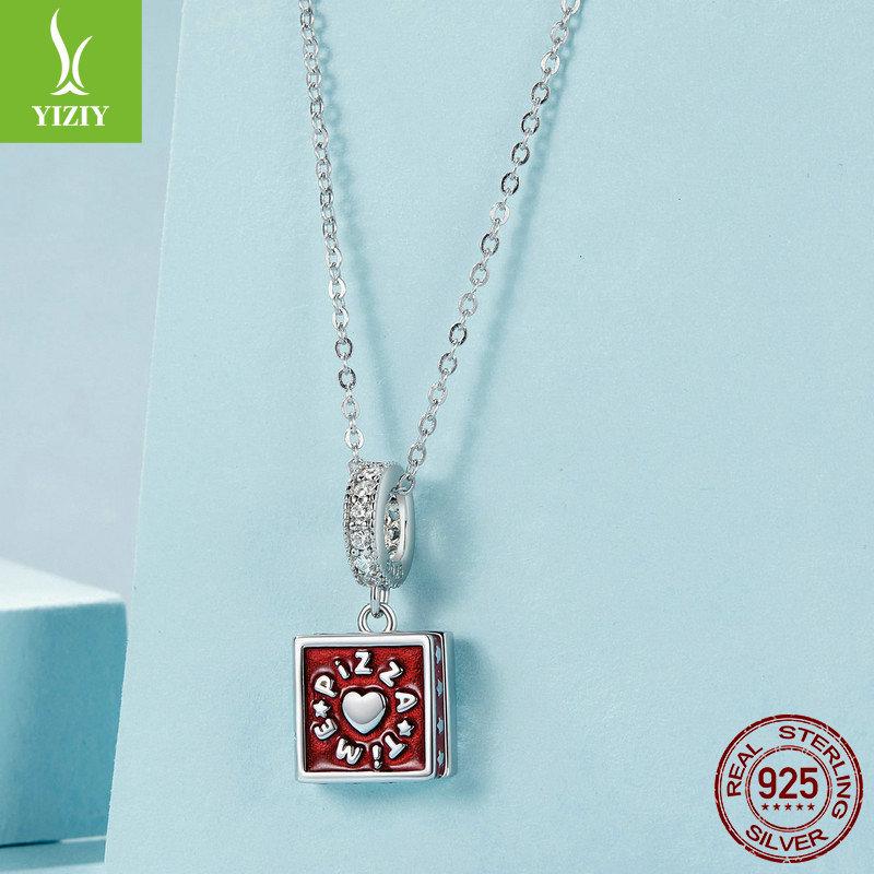 Fun Pizza Diy Pendant String Decoration, Cute Design Dripping S925 Sterling Silver Bracelet Beaded