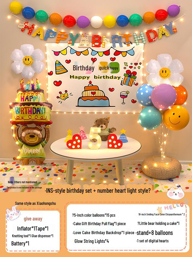 Baby's First Birthday Décor - Balloons & Party Scene for Boys & Girls