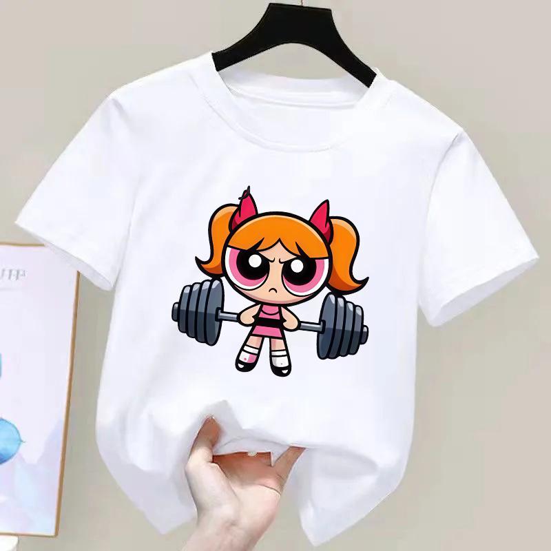 Girls Super Powerful Blouse Training Streetwear Tshirt Kids Shirt Academy Fitness Tshirt