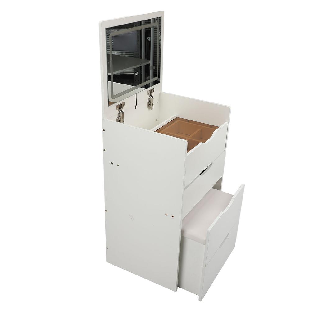 Vanity Desk with Flip Top Mirror Light Makeup Table with Drawers Stool Storage Small Dressing Table 