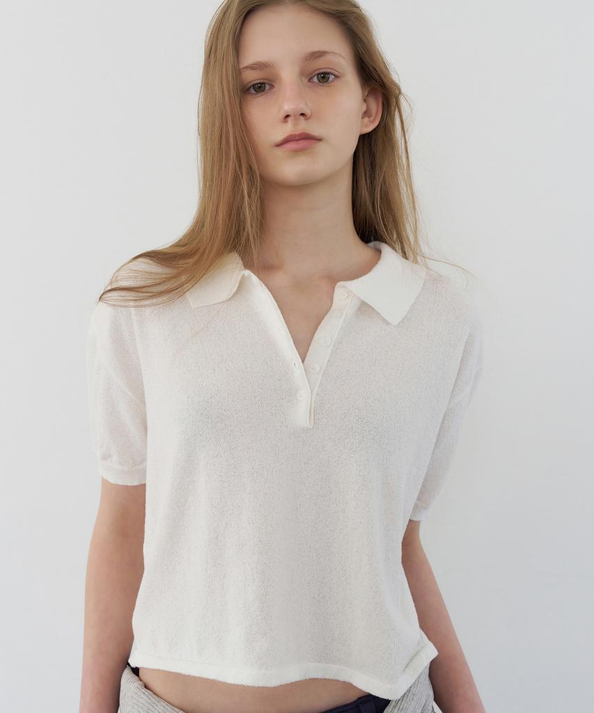 LETTERA Short Sleeve Collar Knit