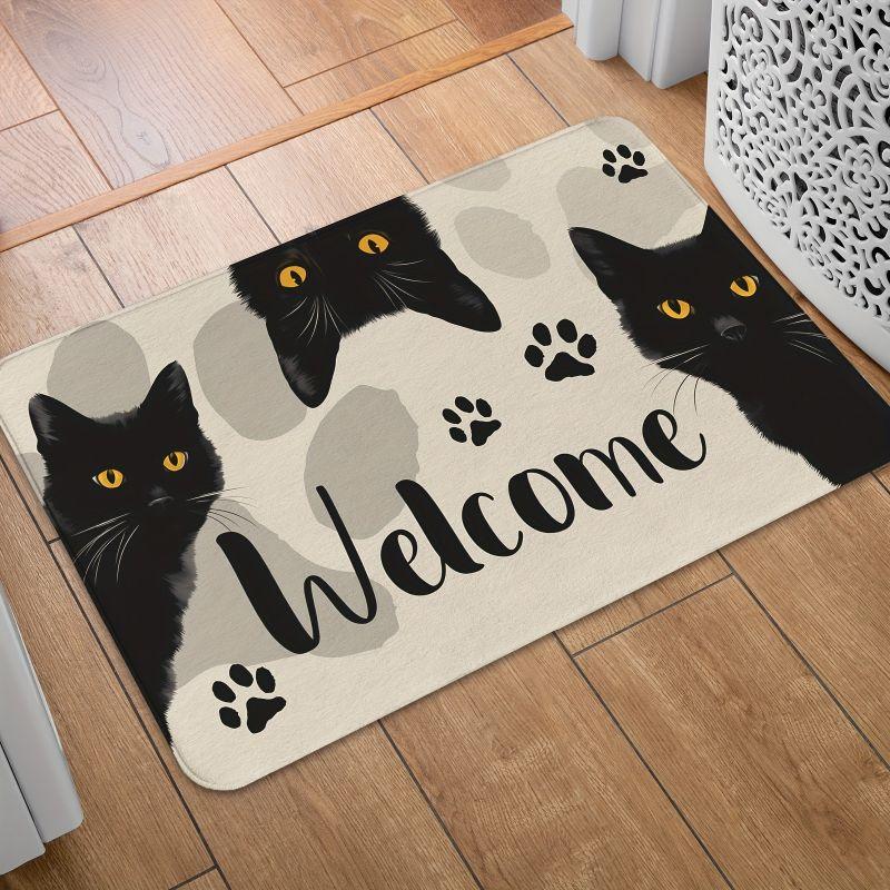 Cartoon Cat Print Bath Mat Super Absorbent Waterproof Kitchen Rug Hallway Non-Slip Bathroom Carpet Corridor Doormat Home Decor