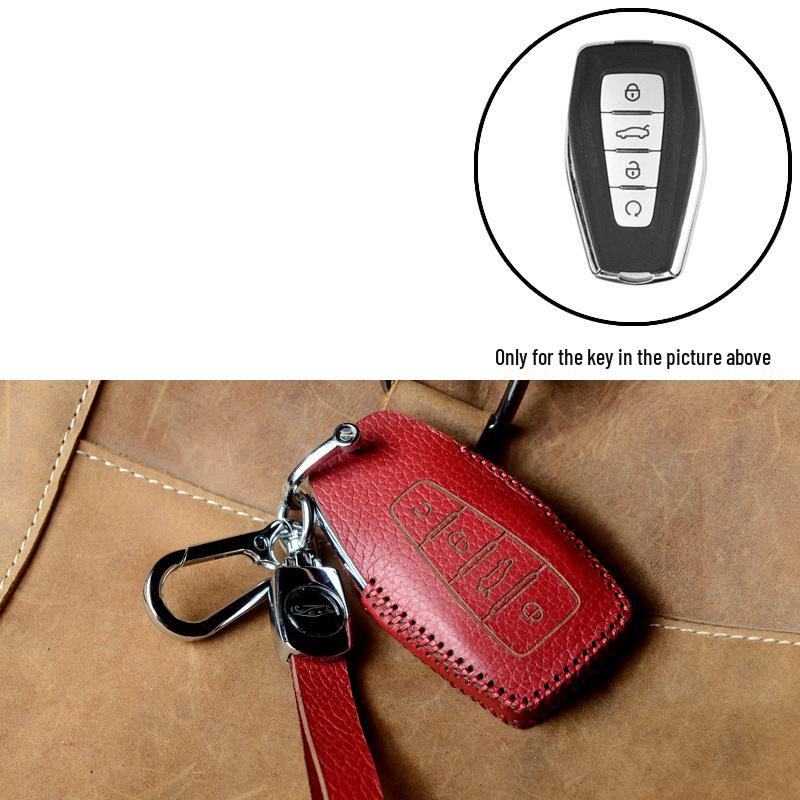 Key Case Protection Cover for Geely Models: New Emgrand GS, GL, Boyue, Vision X6/X3, S1, Borui, EC7 - Cowhide with Buckle.