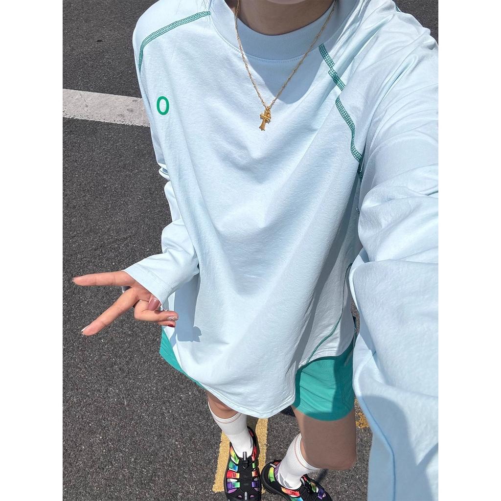 Glacier Blue Quick-Dry Sun Protection Long Sleeve T-Shirt for Men & Women, Moisture-Wicking Breathable Base Layer for Outdoor Running, Hiking, Workout