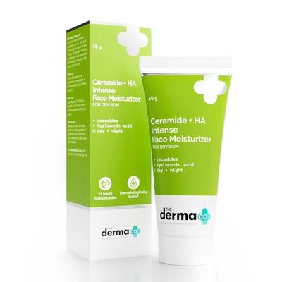Die Derma Co Ceramide + Ha Intense Feuchtigkeitscreme mit Hyaluronsäure für trockene Haut Repariert trockene und stumpfe Haut | Schließt Feuchtigkeit ein