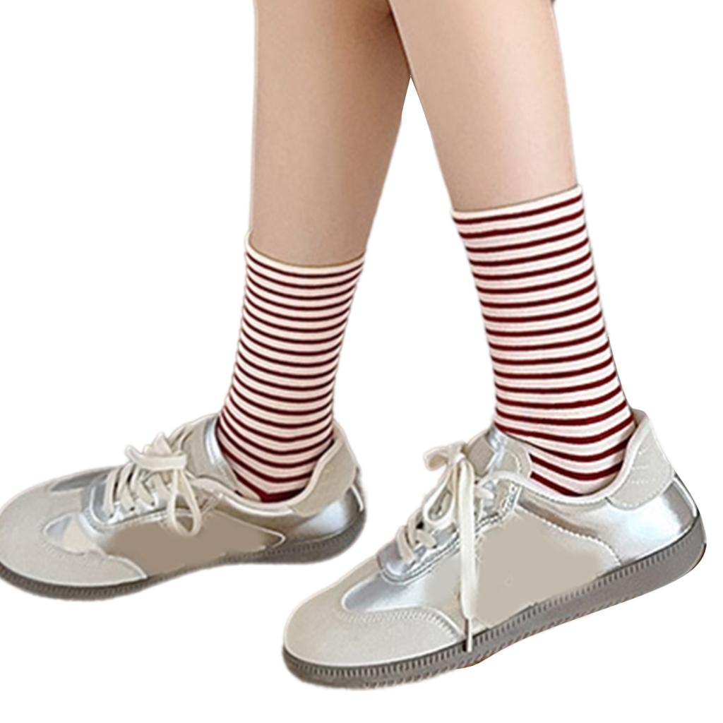 Japanese Fashion Striped Socks Women College Style School Girls Crew Socks Casual Harajuku Streetwear Middle Tube Socks