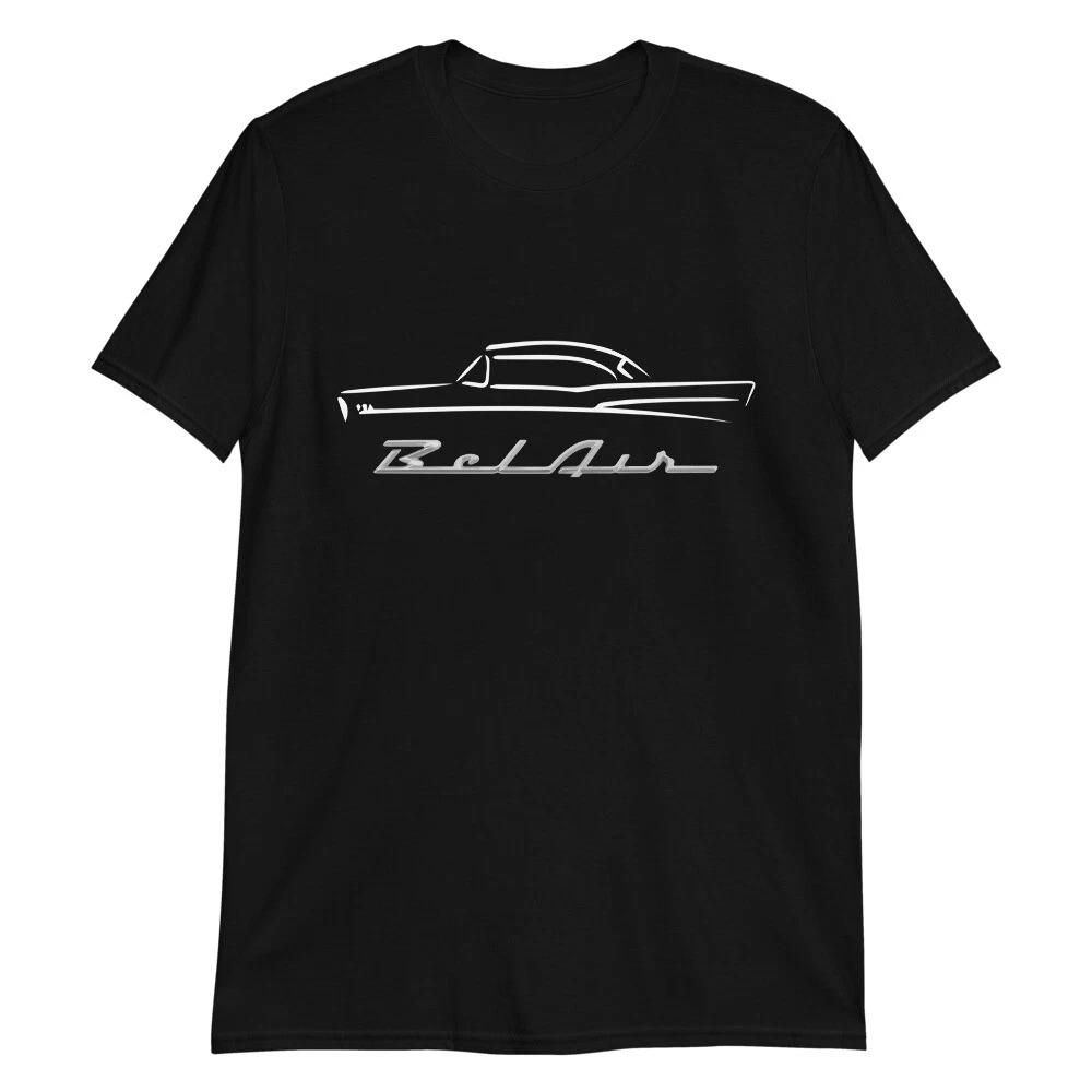 1957 Chevy 57 Belair Bel Air Outline Antique American Collector Car Gift T-Shirt XXL