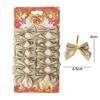 Mini Christmas Bow Glitter Gold Silver Xmas Tree Bowknots Pendants DIY Gifts Wrapping Decors New Year Party Garland Ornaments