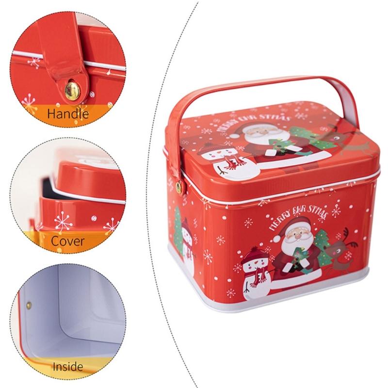 2pcs Christmas Decoration Candy Boxes with Convenient Carry Handle Sweets Storage Solution Handheld Candies Holder