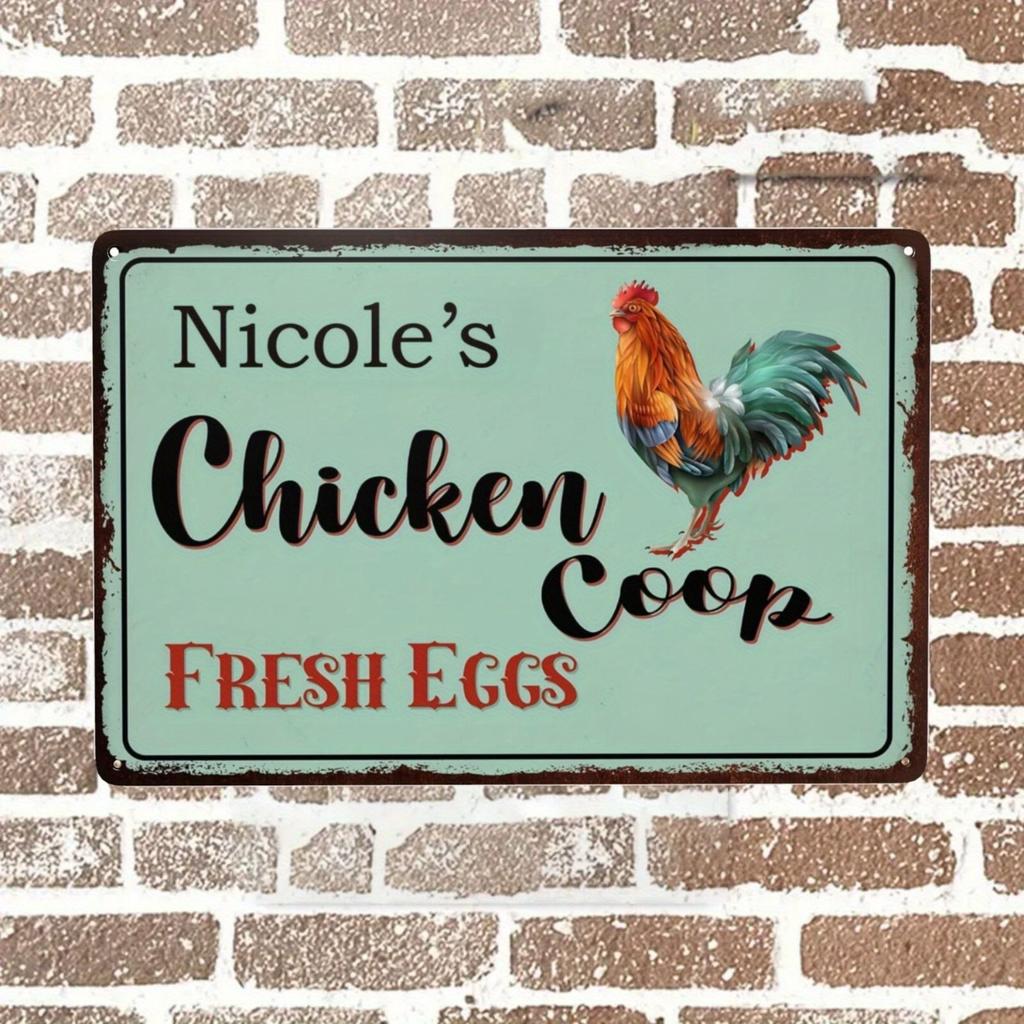 Custom Metal Rooster Sign Farmhouse Wall Art Outdoor Decor