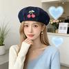 Women S Vintage Polka Dot Beret Hat Large Size Fashionable Painter Cap
