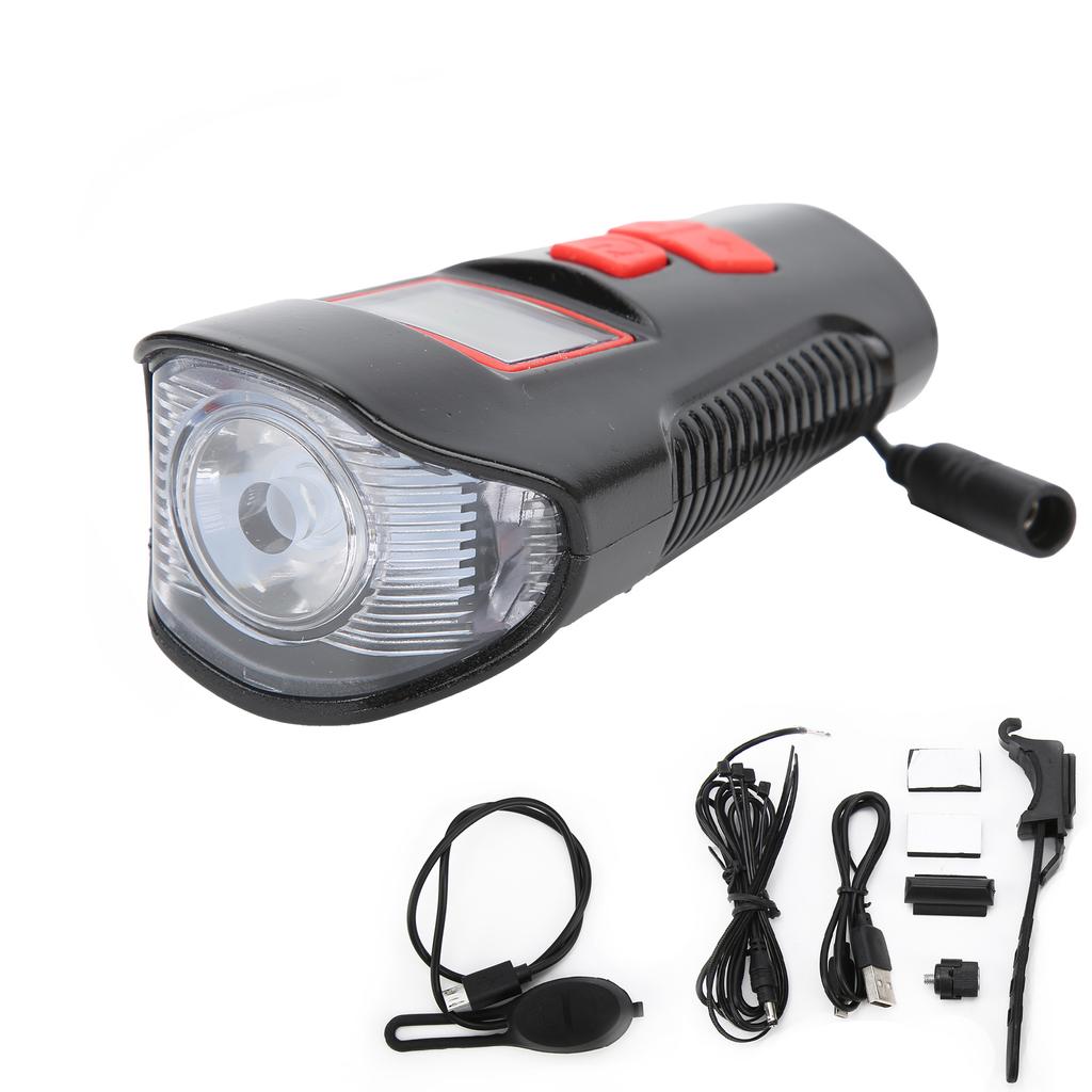 Mountain Bike Computer with Headlight USB Rechargeable Bike Speedometer with Head Light