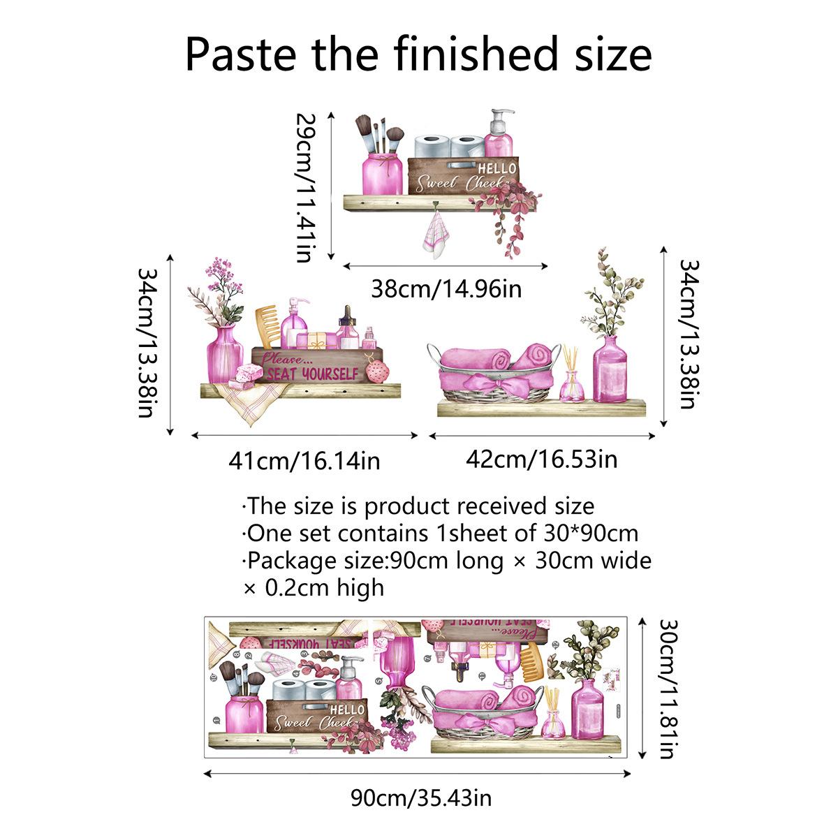 

Triple Panel Dreamy Purple Wall Sticker Bathroom Sink Towel Makeup Brush Organizer Decal Self Adhesive Mural Decor