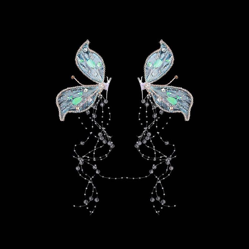 2Pcs White Butterfly Hair Clips Girls Sweet Fairy Chiffon Butterflies Hairpin Barrettes Women Headwear Trendy Hair Accessories