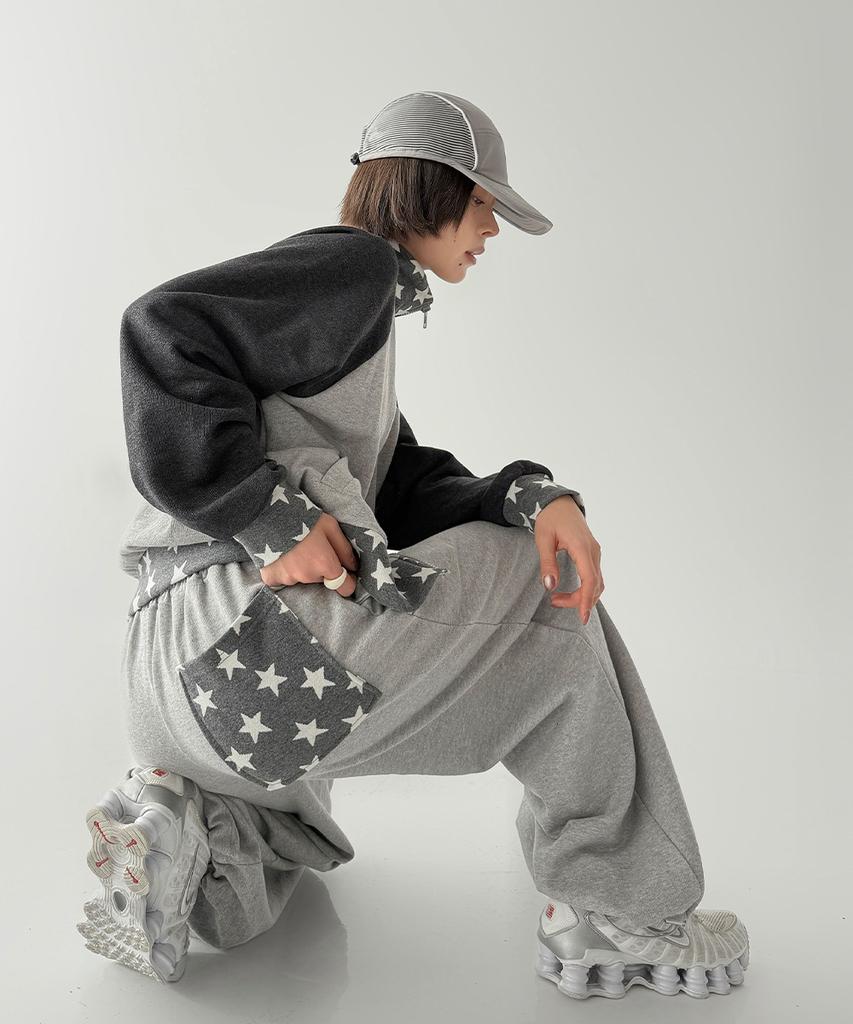 THE GREEN LAB Star Patch Terry Pants [Melange Gray]