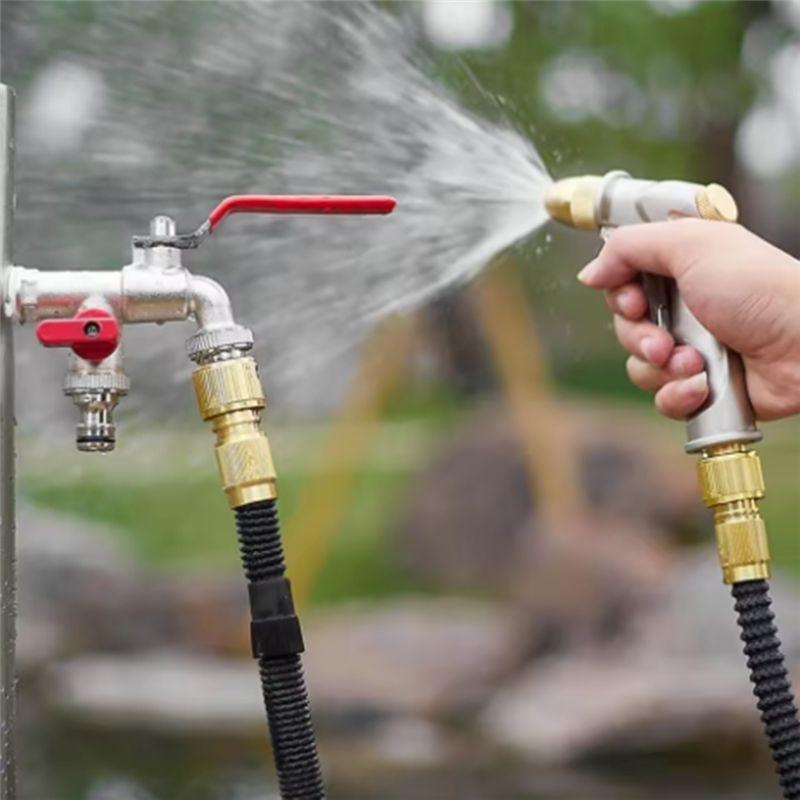 A60zalloy Garden Faucet Dual Control Water Discharge Replacement Adapter Double Nipple Faucet With Handle Easy Turn On/Offmay