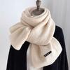 Korean Style Minimalist Solid Color Knitted Green Scarf Couple Autumn Winter Literary Warm Faux Cashmere Long Neck Wrap