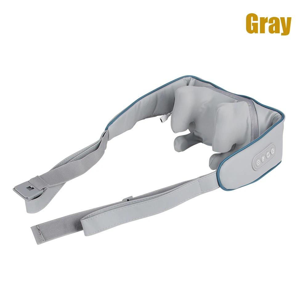 

Электрический массажер для плеч, шеи, спины, разминания, многофункциональный автоматический беспроводной массажер для тела с подогревом, расслабляющий массаж мышц и шеи серый