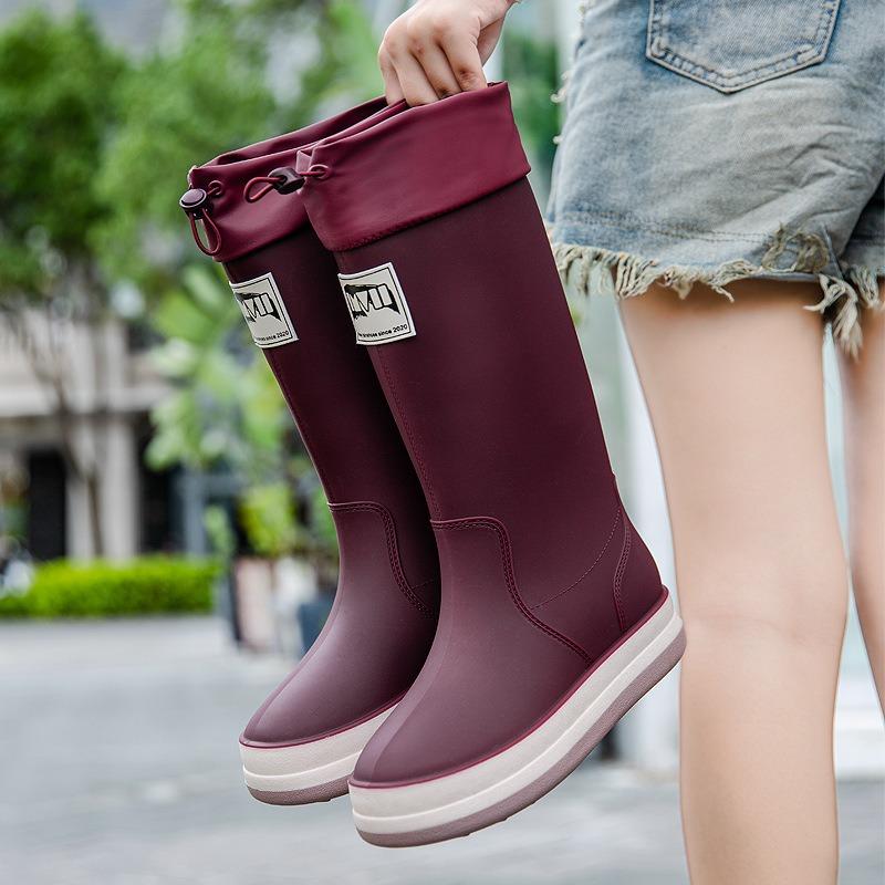 Rain Shoes Women's Fashion Outer Wear Soft-soled Waterproof Shoes New Rubber Shoes Non-slip High Rain Boots Women's Outdoor Camping