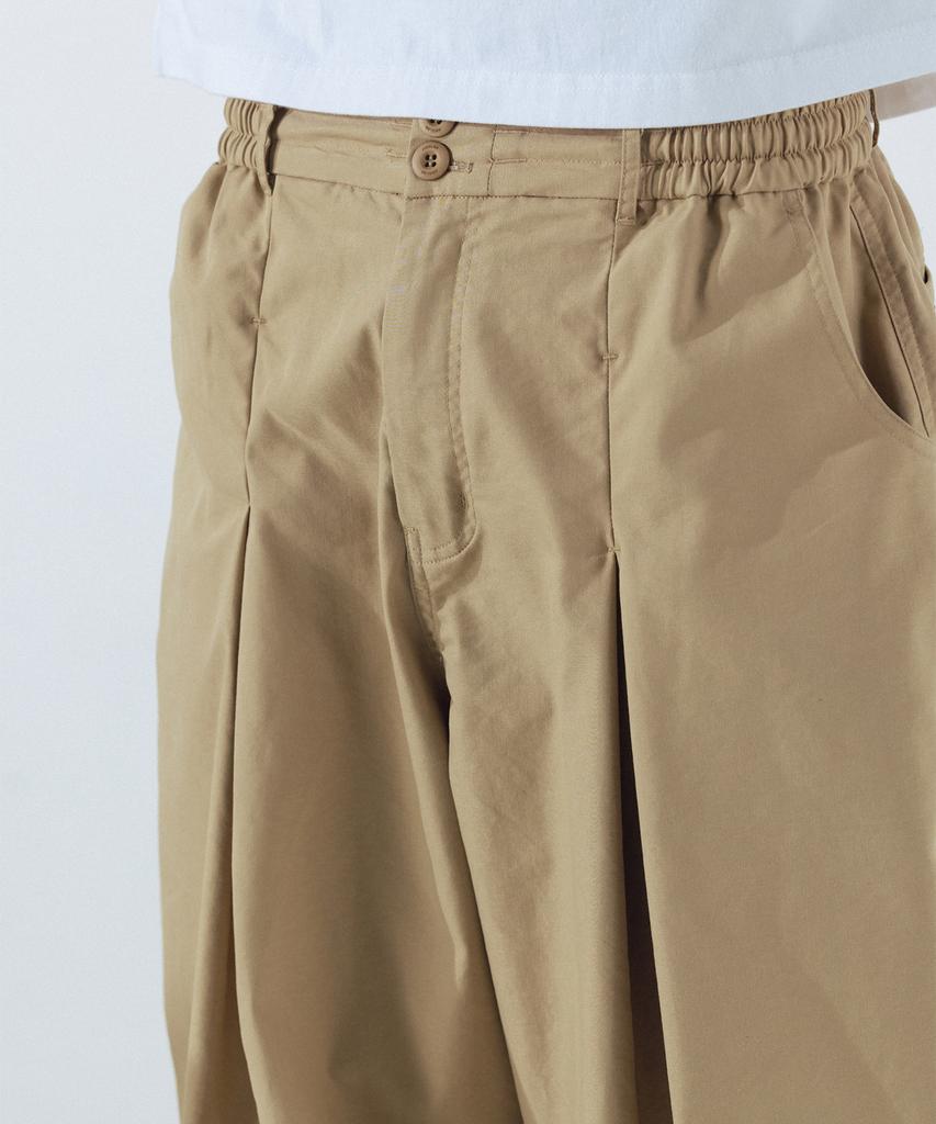 ANGLAN Unbalance Long Tuck Balloon Pants - Beige