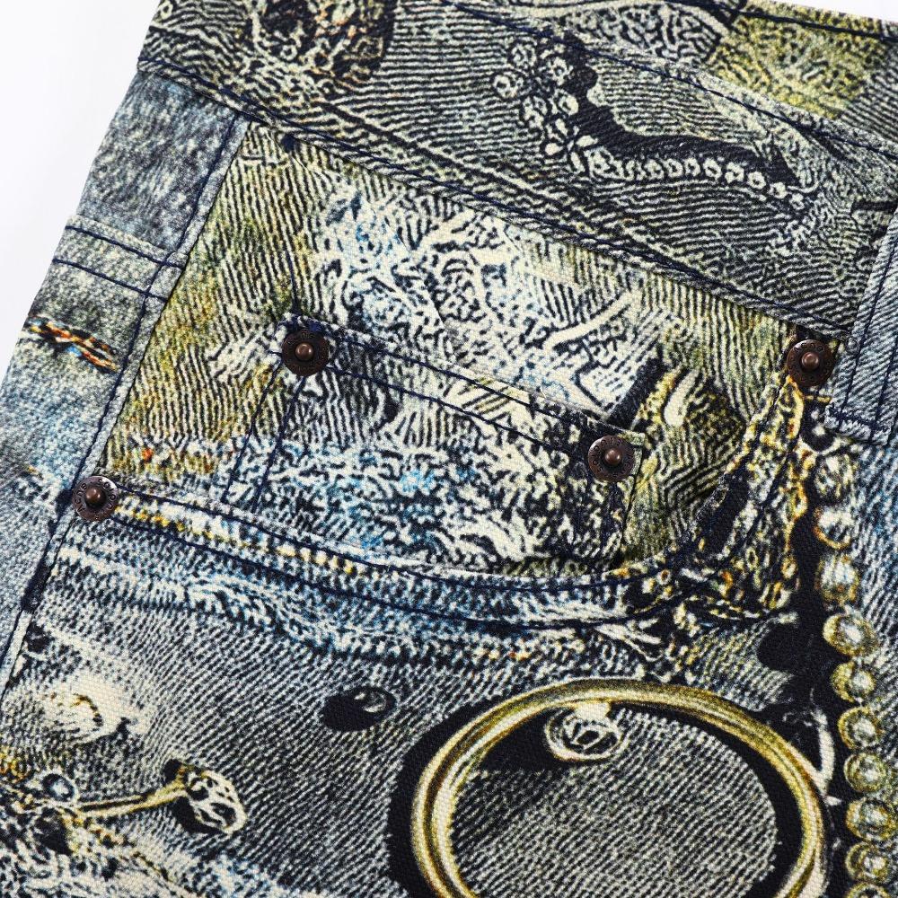 ZYLLO Herr Hög Street Oversized Hip Hop Jeans Byxor 3D-tryckta Vintage Denimbyxor Mode Streetwear Målade Raka Jeans