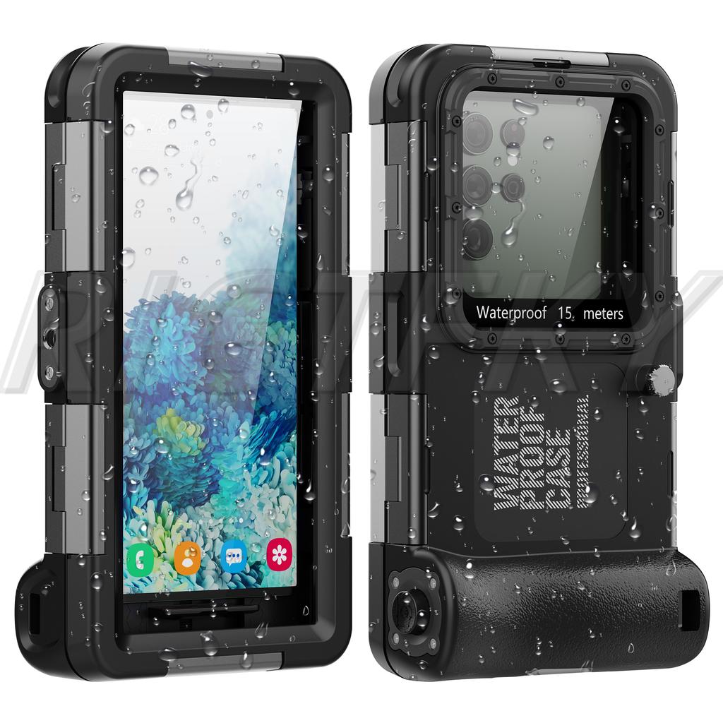 Shellbox IP68 15M Waterproof Phone Case for Samsung Galaxy S25Ultra S24 S23 Xiaomi 15 Redmi Note 14 13 Professional Diving Cover