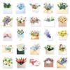 50pcs Retro Flower Bouquet & Plant Stickers for INS Style Journals, Phone Cases & Decor.