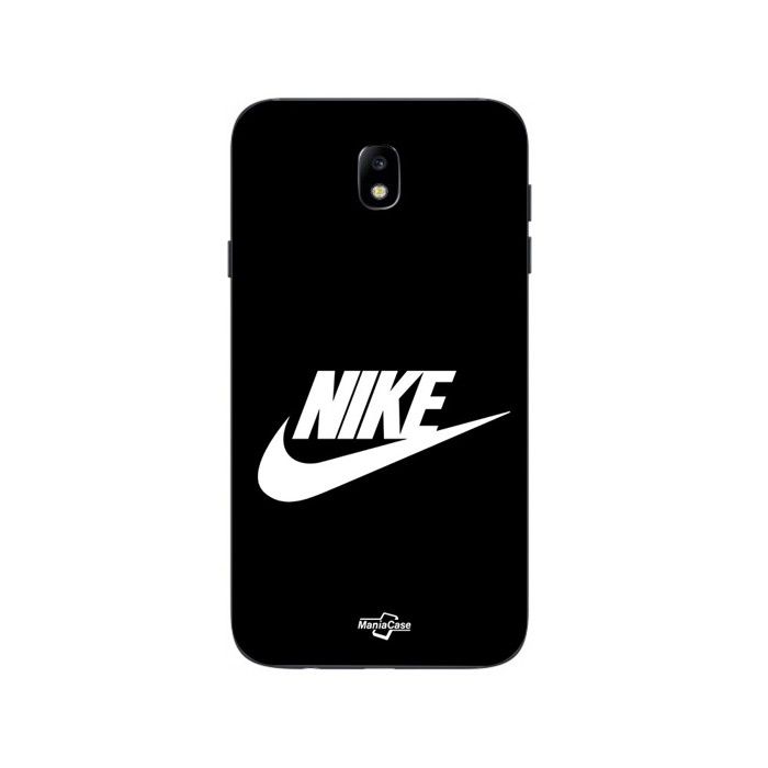Coque pour Samsung Galaxy j7 2018 nike logo blanc front noir