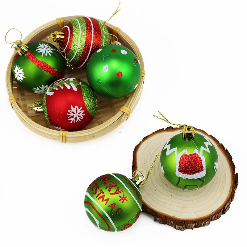 (6pcs/pack)7*6cm Christmas Ball Decorations Printing Pendant Festive Style Painted Christmas Ornament Handmade DIY