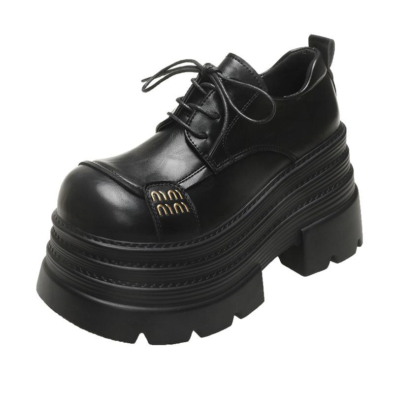 

Platform loafers women s 2025 new British style small man height increase muffin women s shoes lightweight small leather shoes JK shoes 34 чёрный