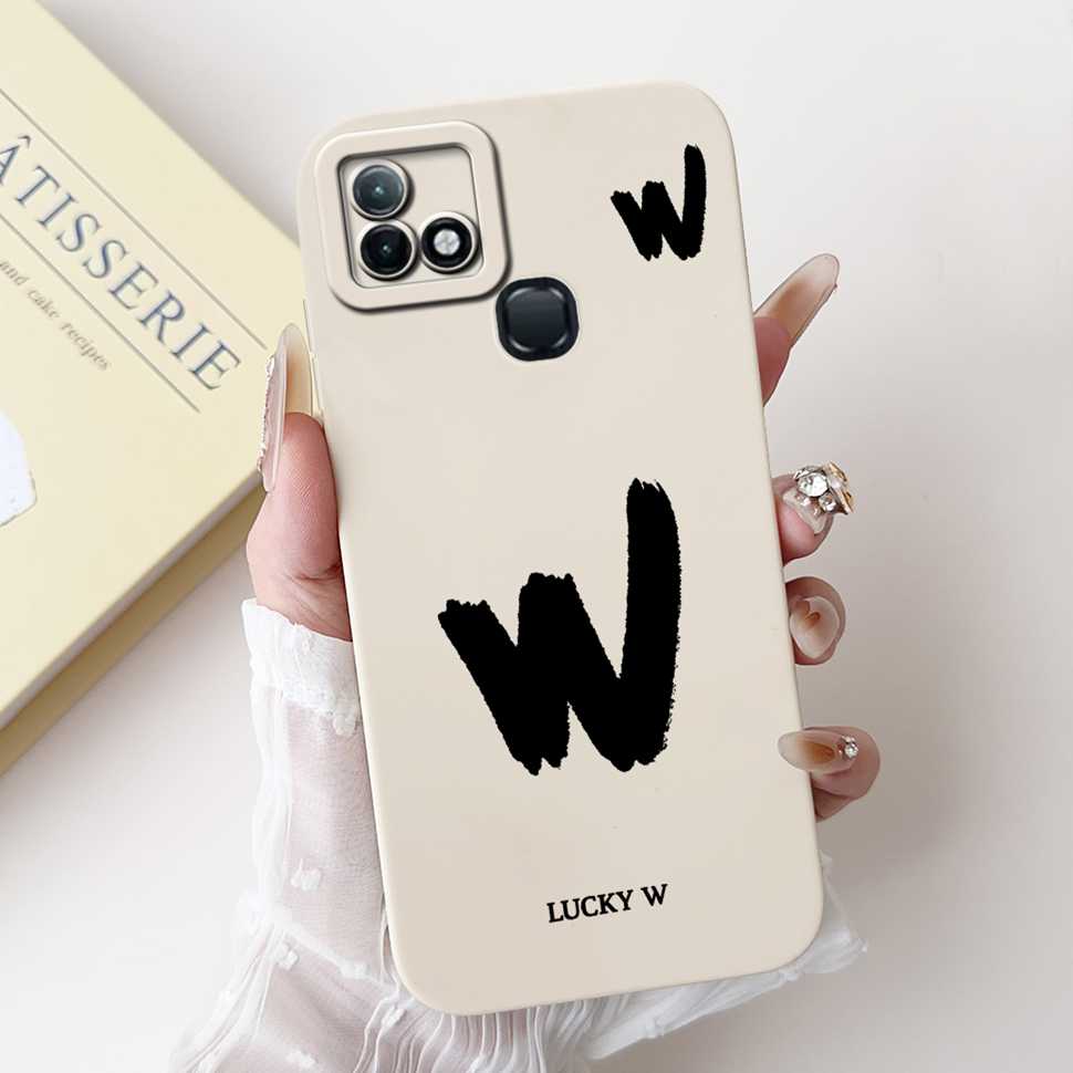 For Infinix Hot 10i X659B Case White Lucky Letters A-Z Soft Silicone Cover For Infinix Hot10I Smart 5 Pro 6.52 " Phone Cases