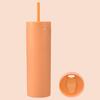 1 Set 450ml Colored Plastic Tumbler Anti-dropping Straw Double Layer Juice Coffee Straw Cup for Home