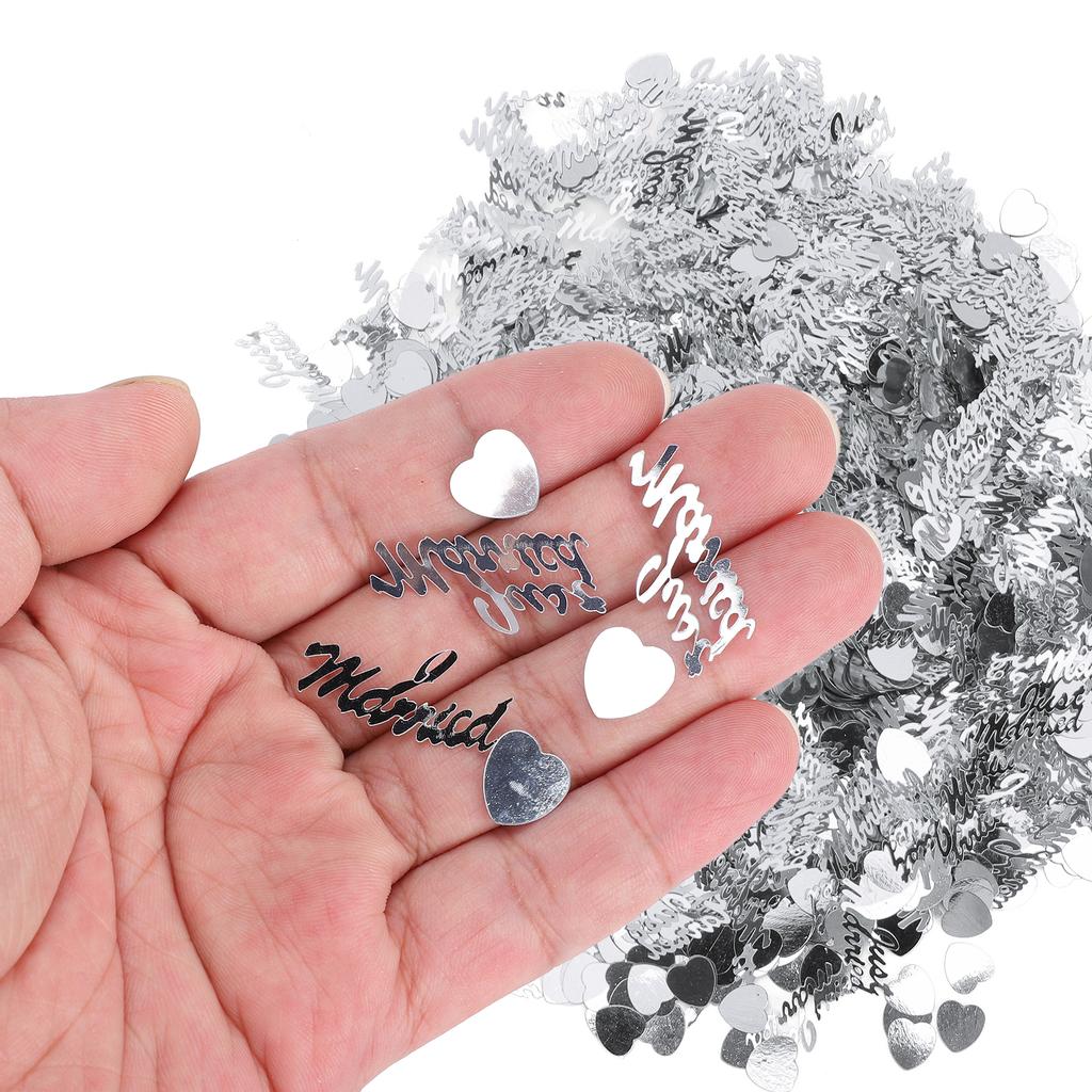 Just Married Confetti Wedding Valentine"s Day Decoration Scatter Sprinkles Sequins 100gSilver