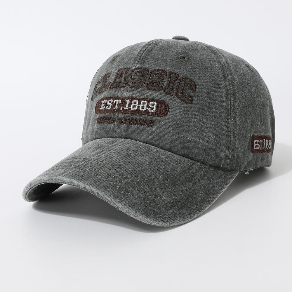 Fashion Classic EST.1889 Embroidery Baseball Cap Visor Washed Cotton Peaked Cap Adjustable Baseball Hats For Man Women Unisex