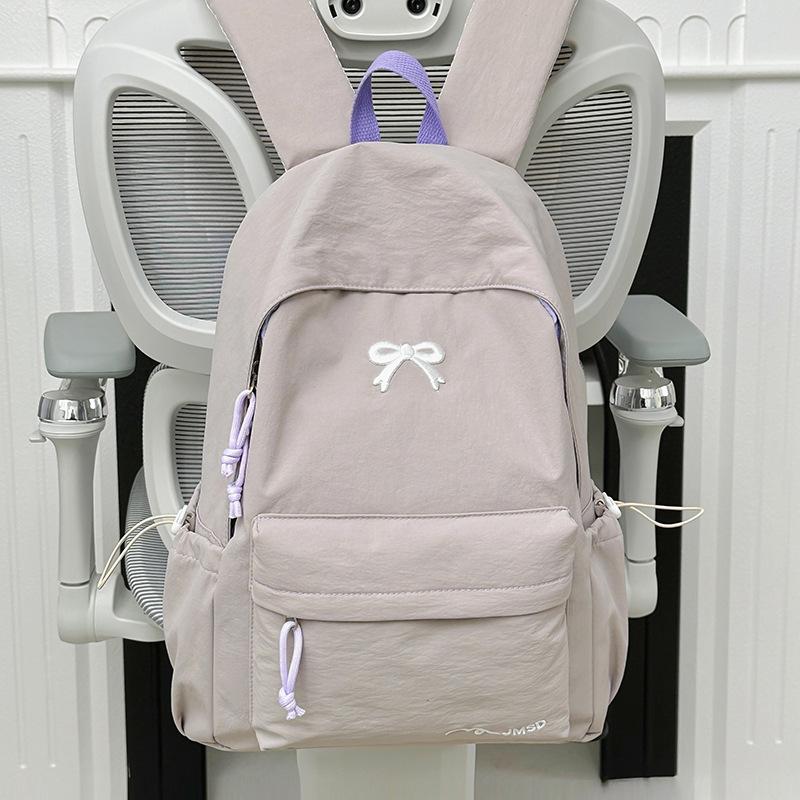 Schultasche Koreanische Version ins einfarbiger Rucksack Damen einfacher Rucksack mit großer Kapazität Schleife Schülerschultasche modisch vielseitig Freizeitrucksack