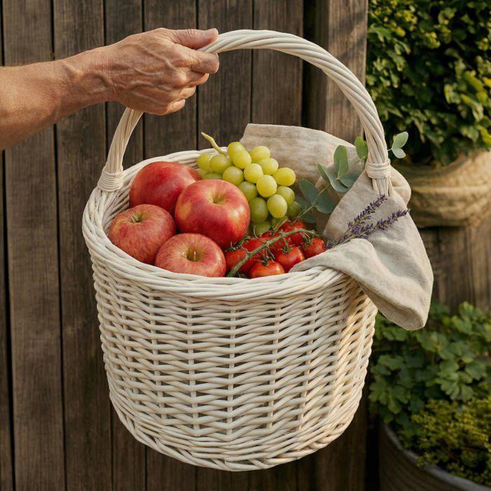 Panier de rangement - CREATIVE HOME - Classique - Tressé main - Blanc - 35 x 35 x 39 cm