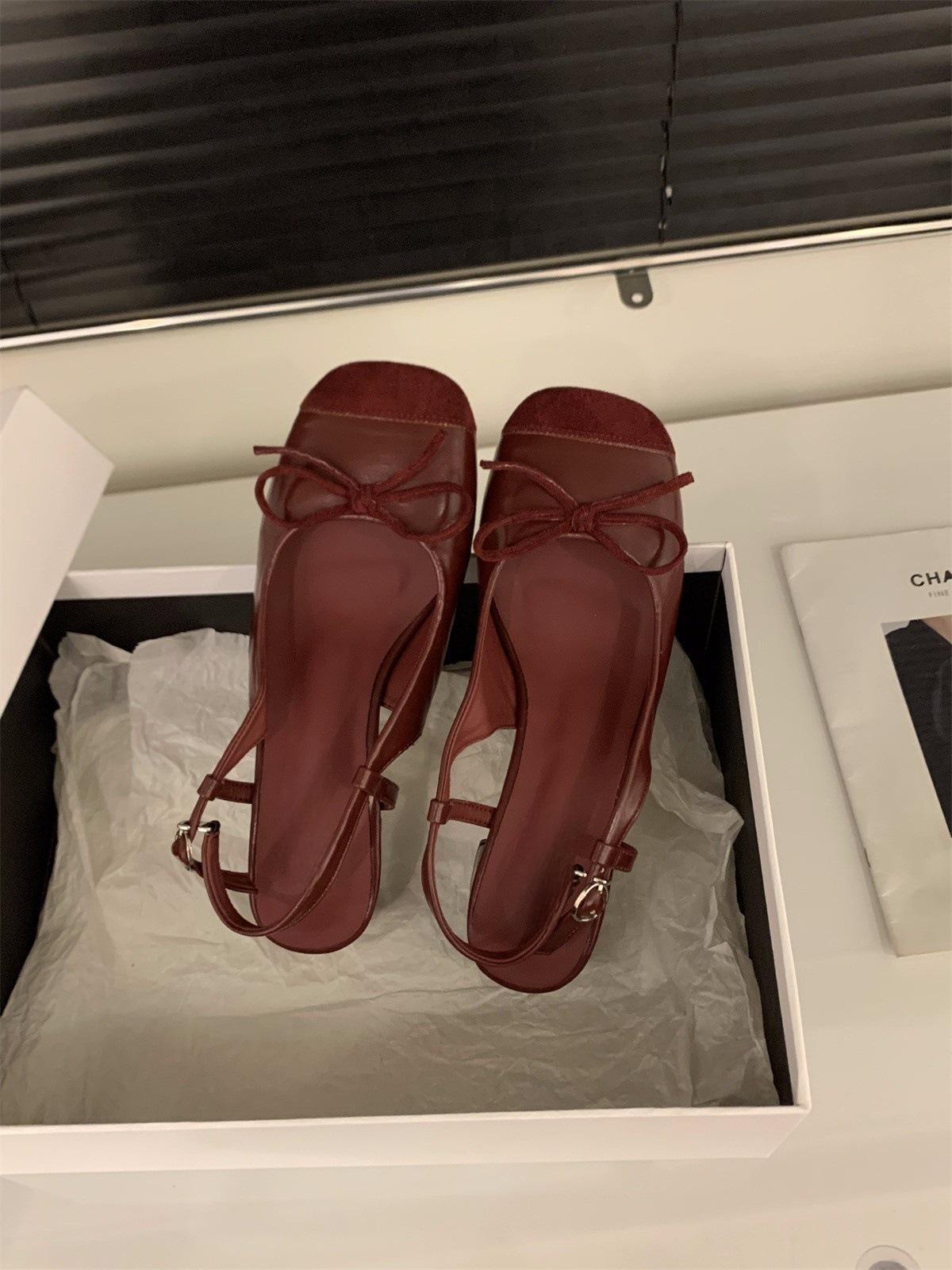 

Medium and high heel silver bag head sandals fairy shoes new spring bow with skirt single shoes 39 красный