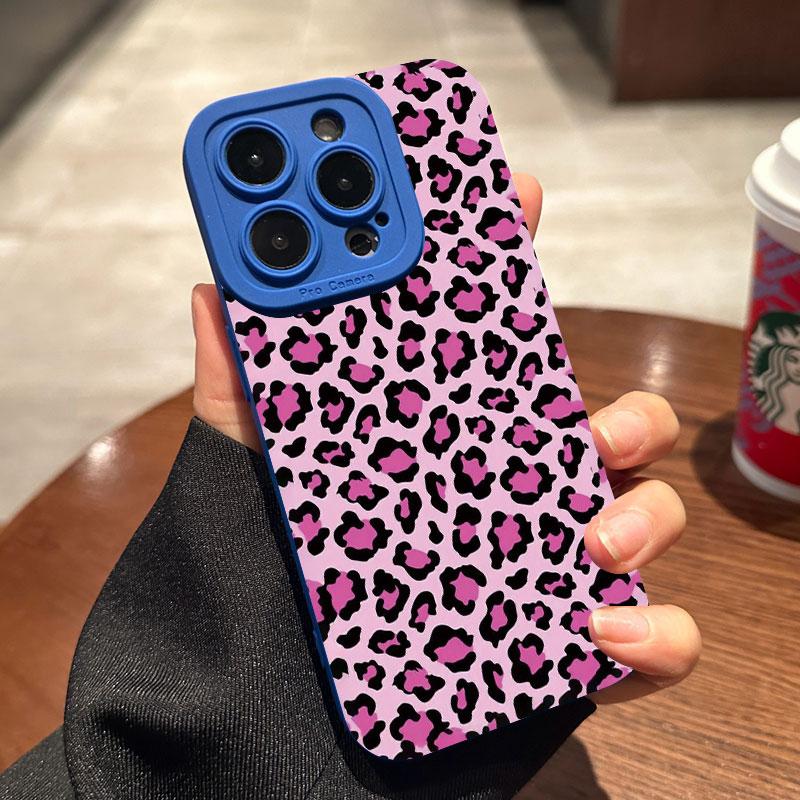 Pink Leopard Print Phone Case For iphone16 15 14 13 12 11 XR XS Pro Max14 Plus Mini Plus Lense Protection Soft Silicone Case