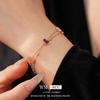 Double Layer Pendant Bracelet Women Rose Gold Plated Copper With Red Enamel Vintage French Chic Style Geometric Design
