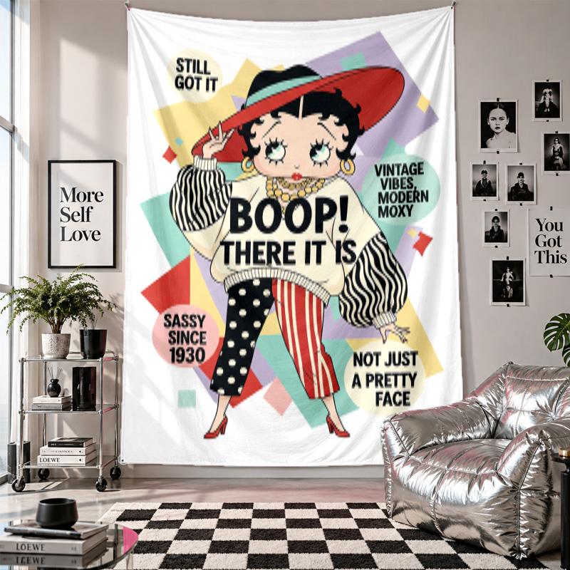 Wall TapestryBetty Boop Art Hanging Cloth Decorative Background Cover for Room Decoration
