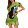 Cartoon Comic Damen Oversized Rundhals Modisches Lockeres Lässiges Sommerkleid mit Kurzen Ärmeln
