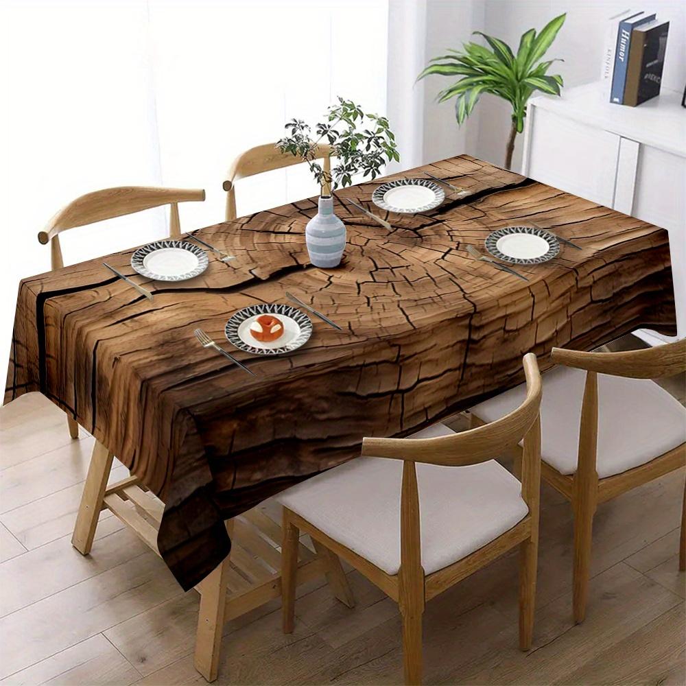 One Imitation Wood-grain Tablecloth - Large Rectangular Table Cover, Suitable for Farmhouse Stylezyc